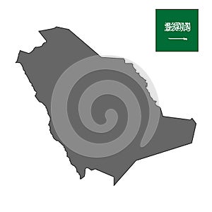 Kingdom of Saudi Arabia country grey vector map on isolated white background for travel, middle east, and geography concepts.