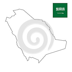 Kingdom of Saudi Arabia country vector map outline on isolated white background for travel,  middle east, and geography concepts.