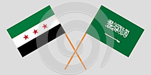 Kingdom of Saudi Arabia and Syrian National Coalition. The Syria opposition and KSA flags