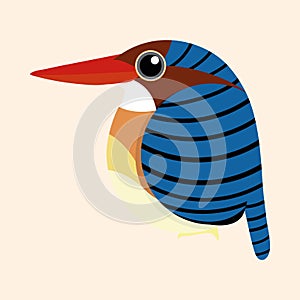 Kingfisher cartoon vector, Male Banded Kingfisher Lacedo pulchella cartoon vector.