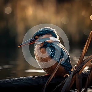 Kingfisher on the riverbank, glorious colors