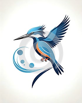 Kingfisher style logo design with various shades of blue on white background