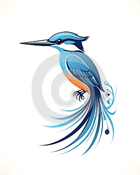 Kingfisher style logo design with various shades of blue on white background