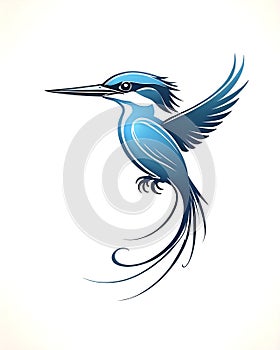 Kingfisher style logo design with various shades of blue on white background