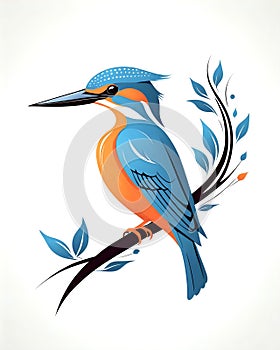 Kingfisher style logo design with various shades of blue on white background