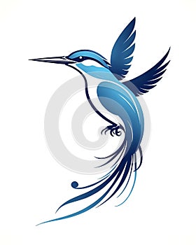 Kingfisher style logo design with various shades of blue on white background