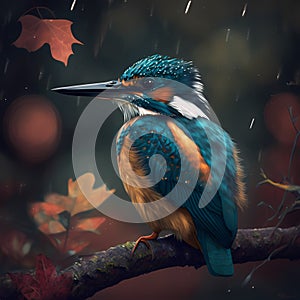 Kingfishers At Rainforest. Generative AI