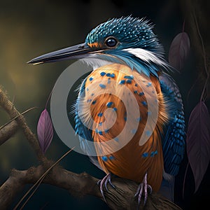 Kingfishers At Rainforest. Generative AI