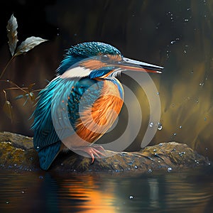 Kingfishers At Rainforest. Generative AI