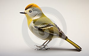 Kinglet Bird on White Background -Generative Ai