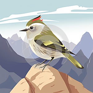 Kinglet On Mountain Sticker Design