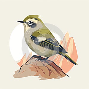 Kinglet Sticker On Mountain - Text To Image Prompt In Json