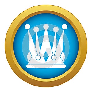 Kingly crown icon blue vector isolated
