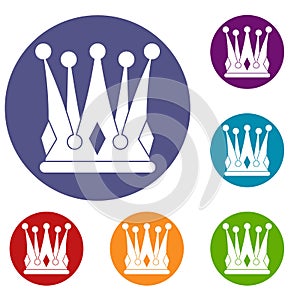 Kingly crown icons set