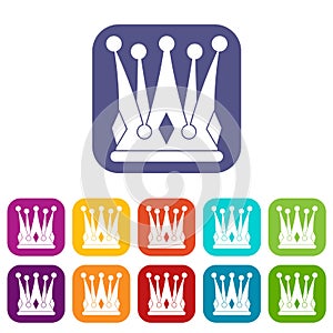 Kingly crown icons set flat