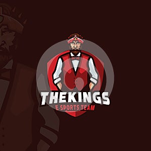 Illustration Vector Esport Kings Man logo Design Template.