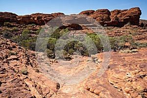 Kings canyon landscape with hiking path during the Rim walk in outback Australia