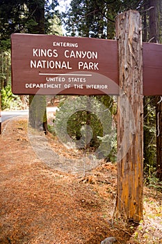 Kings Canyon National Park Entrance Sign US Interior Department