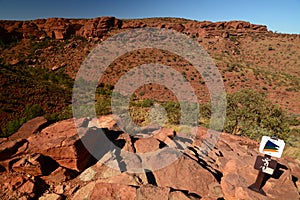 Kings Canyon rim walk track sign. Watarrka National Park. Northern Territory. Australia