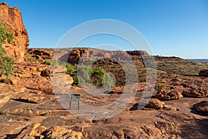 Kings Canyon walking trail on the top of the rock formation, Red Center, Australia