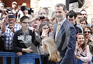 The Kings of Spain Felipe and Letizia and their daughters, in the traditional Easter Mass.