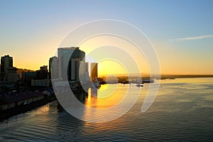 Kings Wharf in Port of Spain at Trinidad at sunrise photo