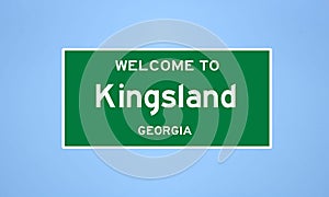 Kingsland, Georgia city limit sign. Town sign from the USA.