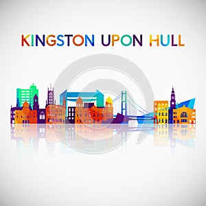 Kingston Upon Hull skyline silhouette in colorful geometric style.