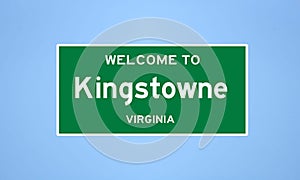 Kingstowne, Virginia city limit sign. Town sign from the USA.