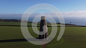 Kingswear, Devon, England: DRONE AERIAL VIEW: The Daymark navigational tower (Video clip 1)
