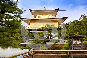 Kinkaku-ji, the Golden Pavilion, The famous buddhist temple in Kyoto, Japan