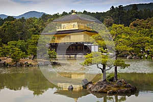 Kinkaku-ji, the Golden Pavilion, The famous buddhist temple in Kyoto, Japan