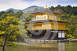 Kinkaku-ji, the Golden Pavilion, The famous buddhist temple in Kyoto, Japan