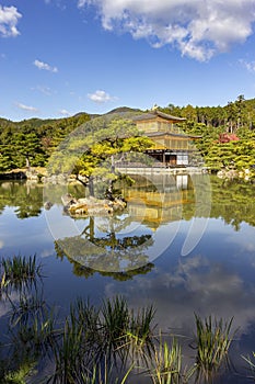 Kinkaku-ji, Temple of the Golden Pavilion, a Zen Buddhist temple, one of most popular buildings in Japan located Kyoto