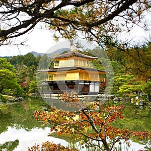 Kinkakuji Temple, the famous landmark in Kyoto, Japan