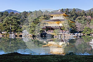 Kinkakuji zen temple water front, Japan