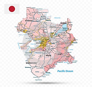 Kinki Map. Map of Japan Prefecture