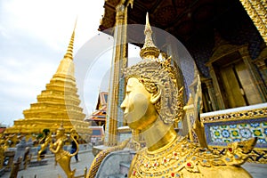 Kinnari statue at grand palace,, Bangkok Thailand.