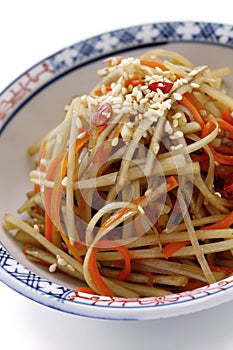 Kinpira gobo, sauteed greater burdock root and car