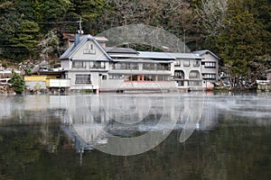 The Kinrinko Lake is small lake and famous Landmark in Yufuin,Oita,Japan