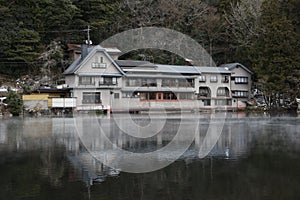 The Kinrinko Lake is small lake and famous Landmark in Yufuin,Oita,Japan