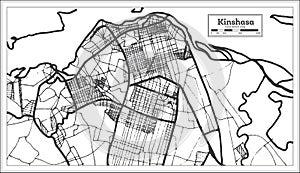 Kinshasa Democratic Republic of the Congo City Map in Retro Style. Outline Map