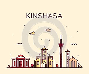 Kinshasa skyline Congo vector city linear style