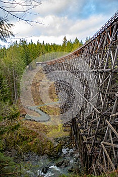 Kinsol Trestle wooden abandoned railroad bridge in Vancouver Isl photo