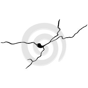 Kintsugi crack. Earthquake and ground cracks, hole effect, craquelure and damaged texture. Vector illustrations can be