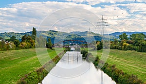 Kinzig river and Black Forest mountains