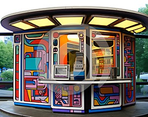 Kiosk artistic colorful modern outside in the city photo