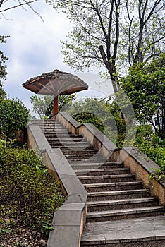 Kiosk on the ladder.