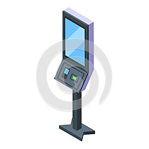 Kiosk touchscreen icon isometric vector. Hand system