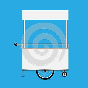 Kiosk white, template blank of kiosk wheels cart stock clip art for design, kiosk empty for design of market and exterior symbol